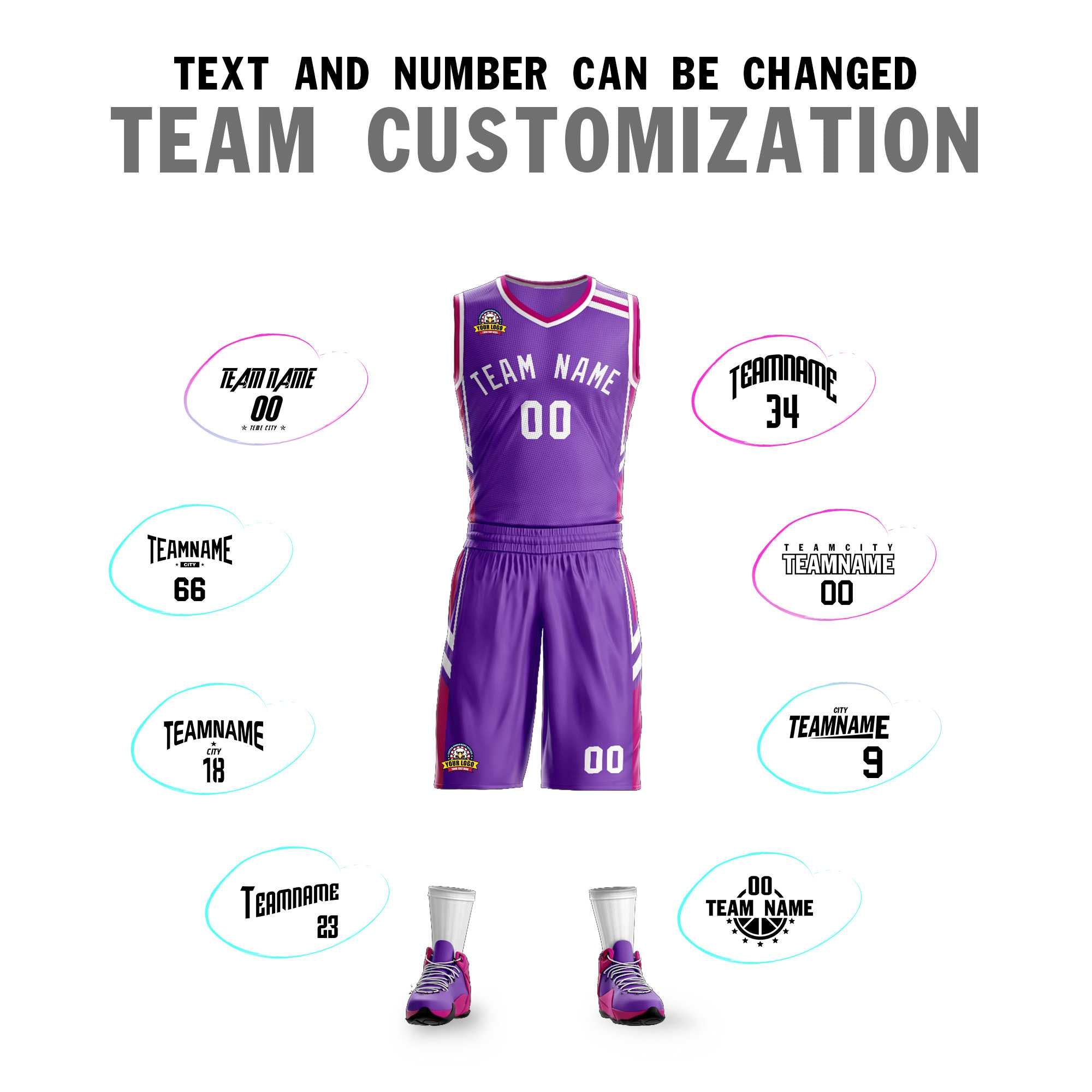 Custom Purple White Classic Sets Mesh Basketball Jersey