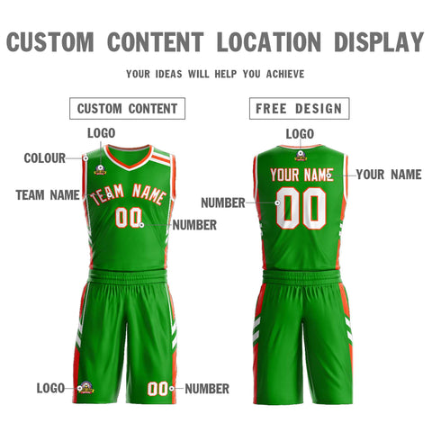 Custom Green Orange White Classic Sets Mesh Basketball Jersey