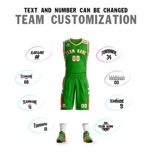 Custom Green Orange White Classic Sets Mesh Basketball Jersey