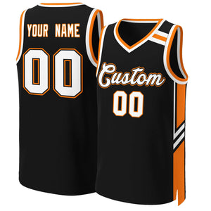 Custom Black White Orange Classic Tops Mesh Basketball Jersey