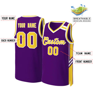 Maillot de basket-ball en maille, personnalisé, violet, or, blanc, classique