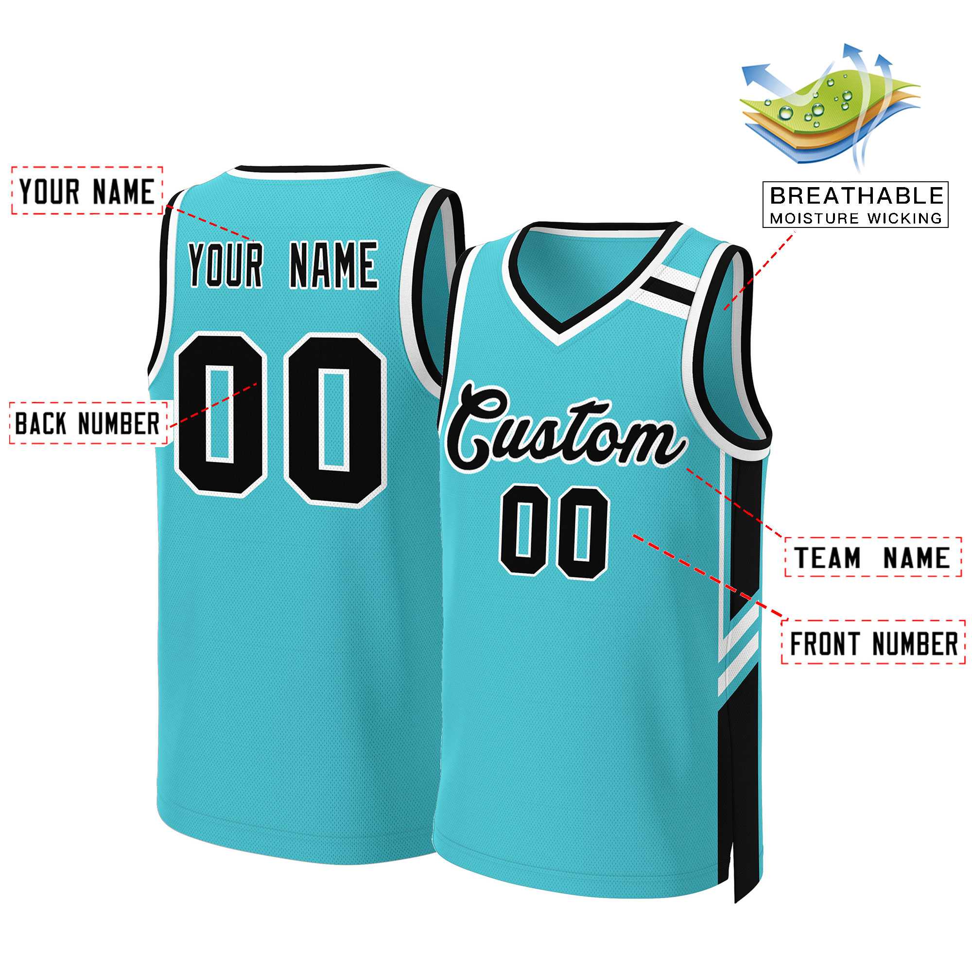 KXK Custom Black Blue Double Side Tops Basketball Jersey