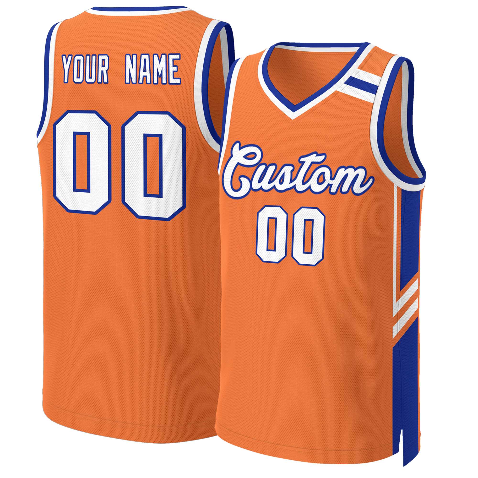 Custom Orange White Royal Classic Tops Mesh Basketball Jersey