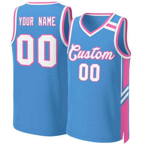 KXK Custom Light Blue White-Classic Tops Mesh Sport Basketball Jersey