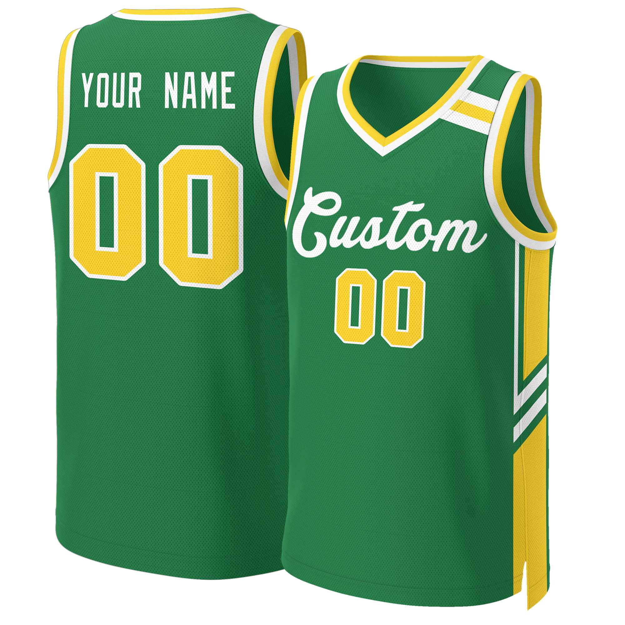 Maillot de basket-ball en maille, personnalisé, vert, blanc, classique, personnalisé