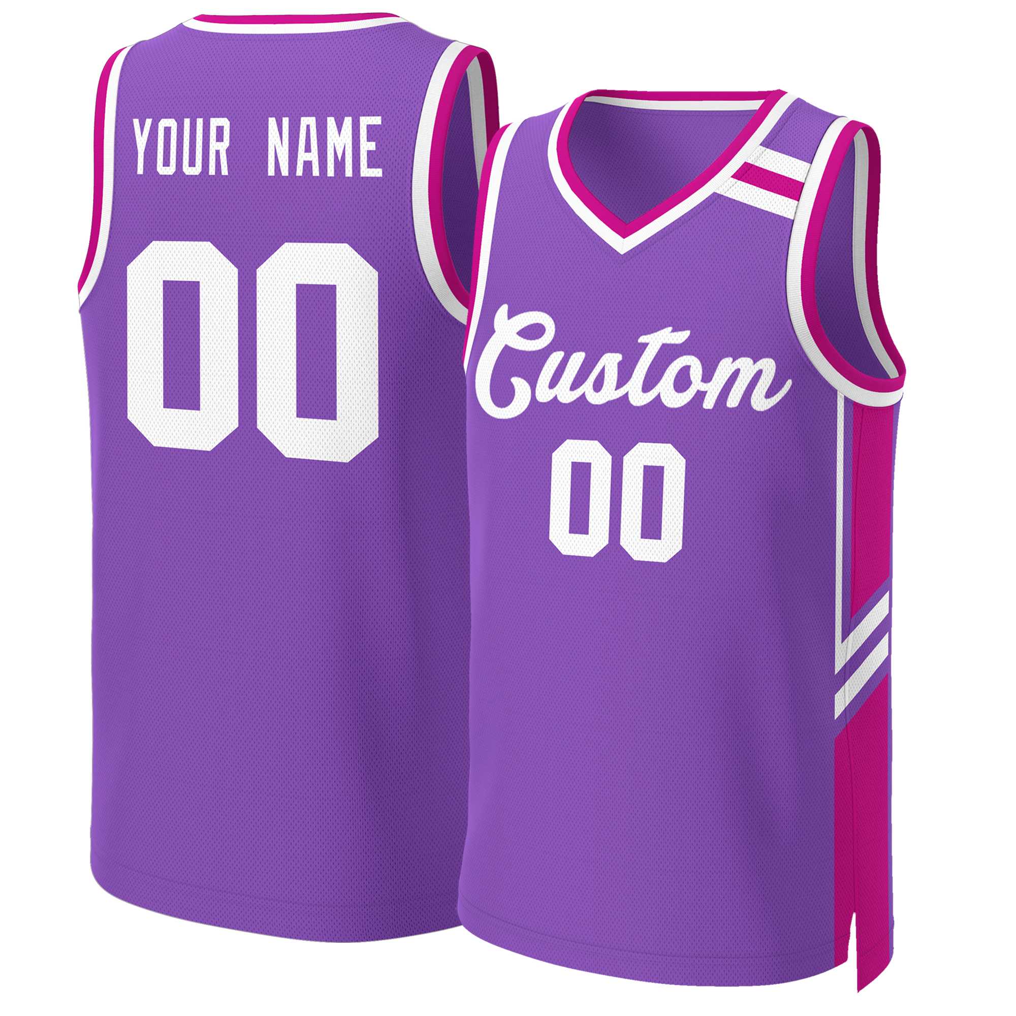 Maillot de basket-ball en maille, personnalisé, violet, blanc, classique, hauts