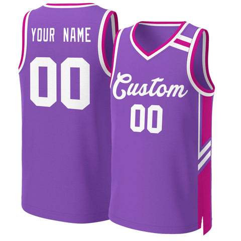 Custom Purple White Classic Tops Mesh Basketball Jersey