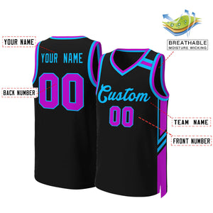 Custom Black Powder Blue Classic Tops Mesh Basketball Jersey