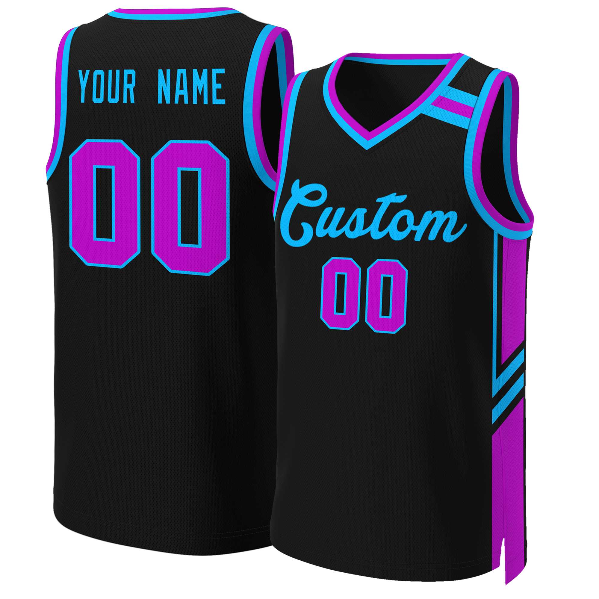 Custom Black Powder Blue Classic Tops Mesh Basketball Jersey