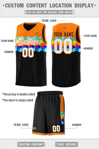 Custom Orange Black-White Personalized Colorful Basketball Jersey Sets