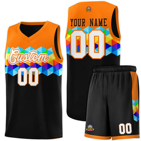 Custom Orange Black-White Personalized Colorful Basketball Jersey Sets
