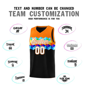 Custom Orange Black-White Personalized Colorful Basketball Jersey Sets