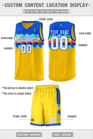 Custom Royal Gold-White Personalized Colorful Basketball Jersey Sets