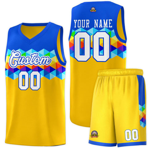Custom Royal Gold-White Personalized Colorful Basketball Jersey Sets
