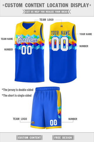 Custom Gold Royal-White Personalized Colorful Basketball Jersey Sets