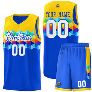 Custom Gold Royal-White Personalized Colorful Basketball Jersey Sets