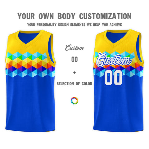 Custom Gold Royal-White Personalized Colorful Basketball Jersey Sets