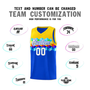 Custom Gold Royal-White Personalized Colorful Basketball Jersey Sets