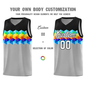 Custom Black Gray-White Personalized Colorful Basketball Jersey Sets