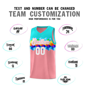 Custom Aqua Pink-White Personalized Colorful Basketball Jersey Sets