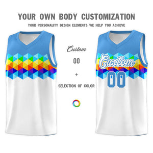 Custom Powder Blue White Personalized Colorful Basketball Jersey Sets