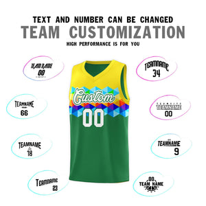 Custom Gold Kelly Green-White Personalized Colorful Basketball Jersey Sets