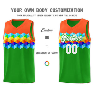 Custom Orange Green-White Personalized Colorful Basketball Jersey Sets