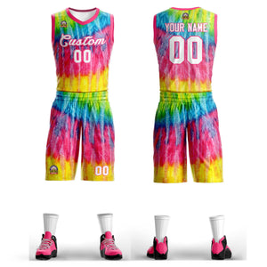 Custom Pink White-Pink Graffiti Pattern Sets Mesh Basketball Jersey