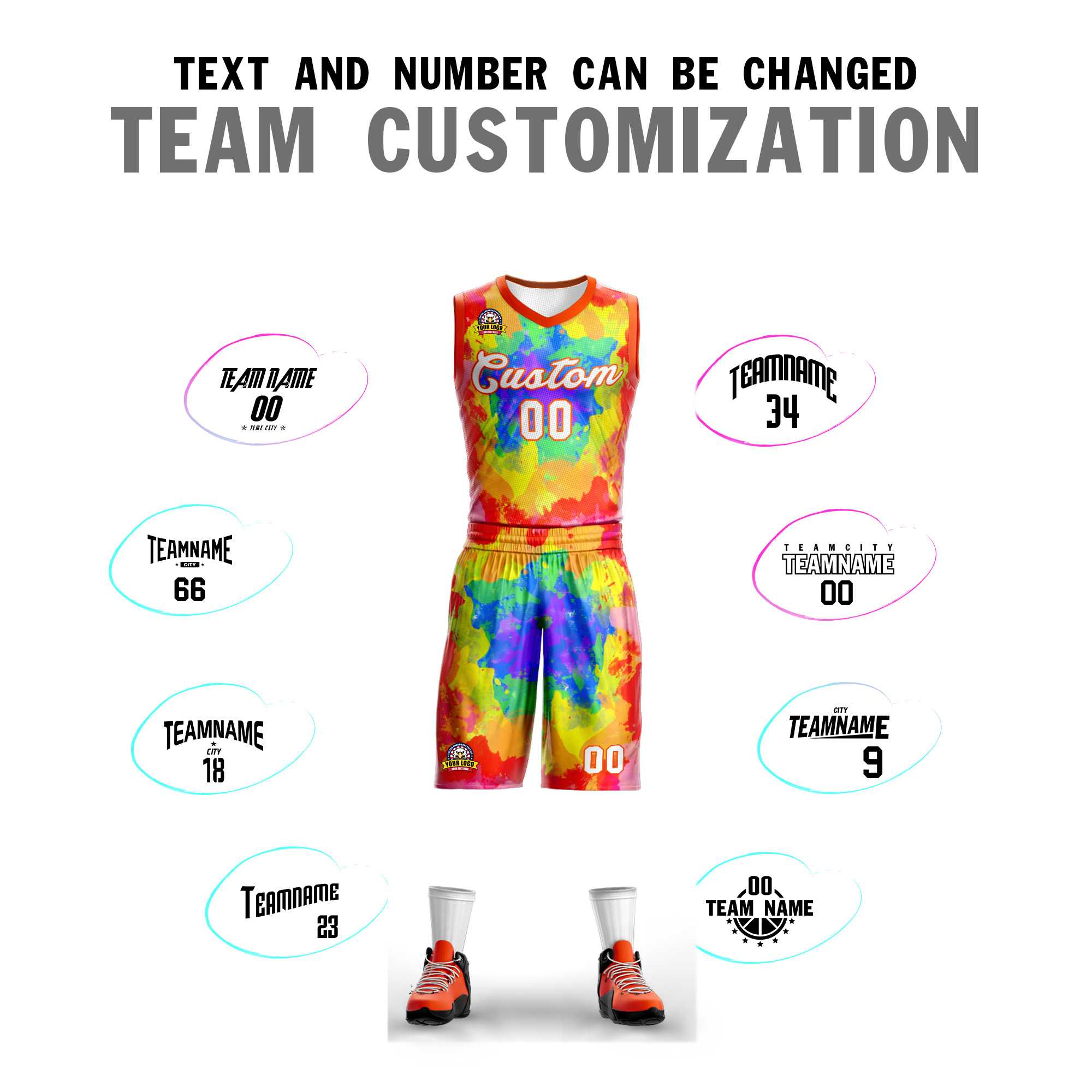 Custom Red White-Orange Graffiti Pattern Sets Mesh Basketball Jersey