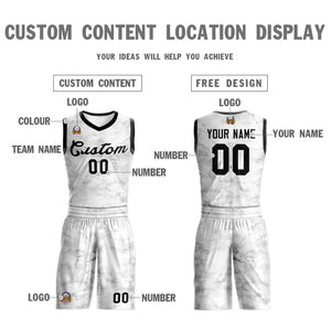 Custom White Black-White Graffiti Pattern Sets Mesh Basketball Jersey