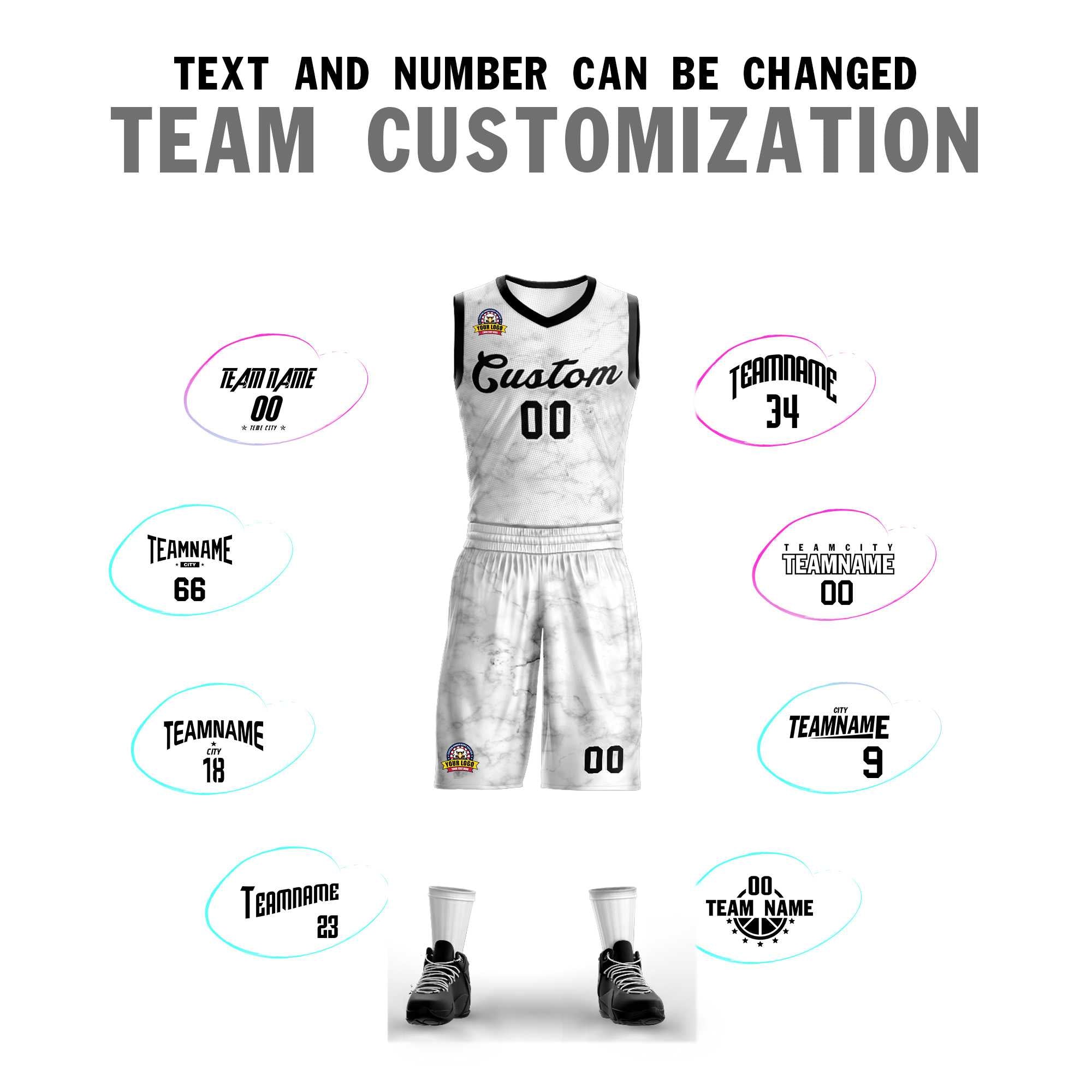 Men's And Youth V-neck Uniforms Custom Basketball Jersey Set - Make Team  Uniforms Print Team Name, Number And Your Name. White 130cm