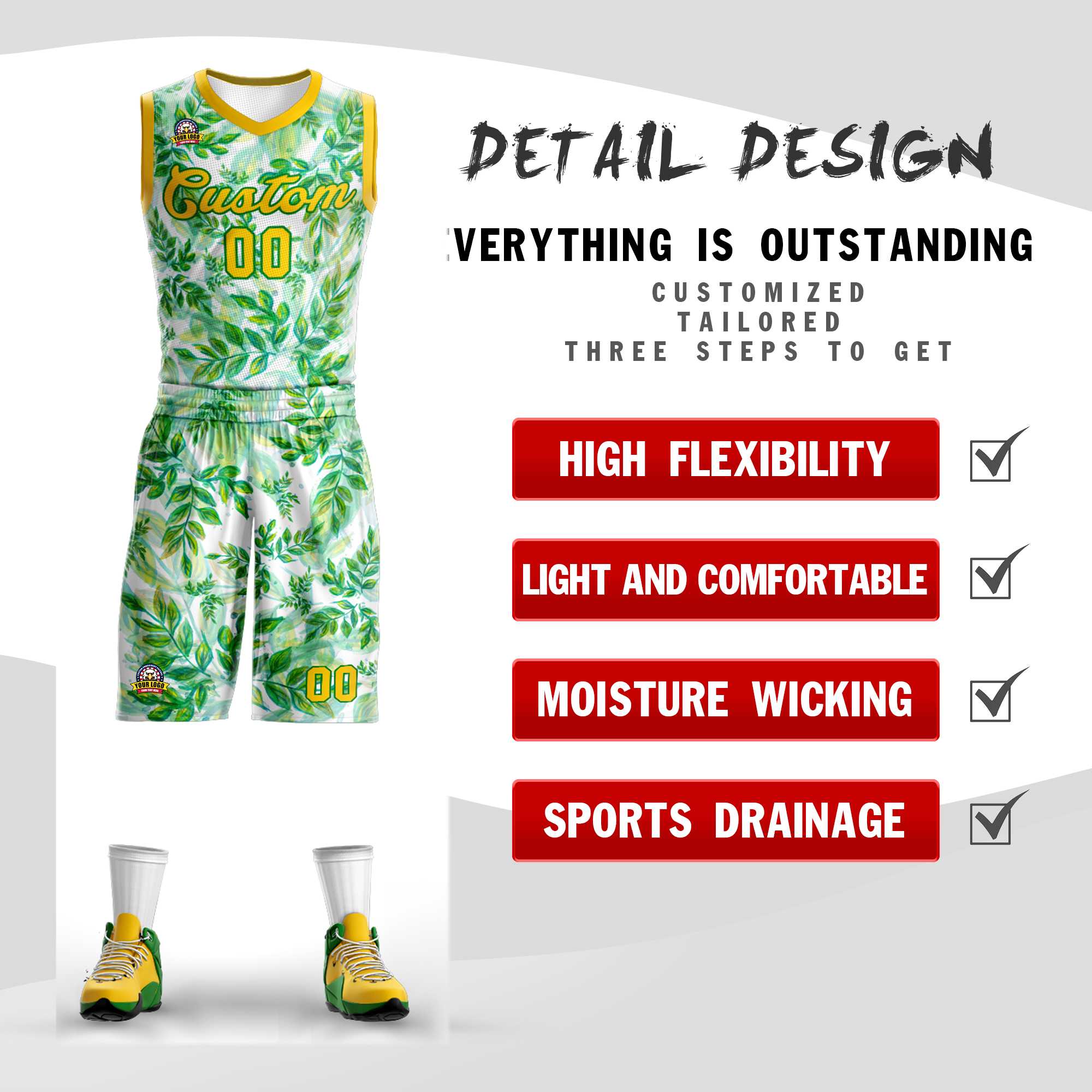 Custom Green Yellow-Yellow Graffiti Pattern Sets Mesh Basketball Jersey