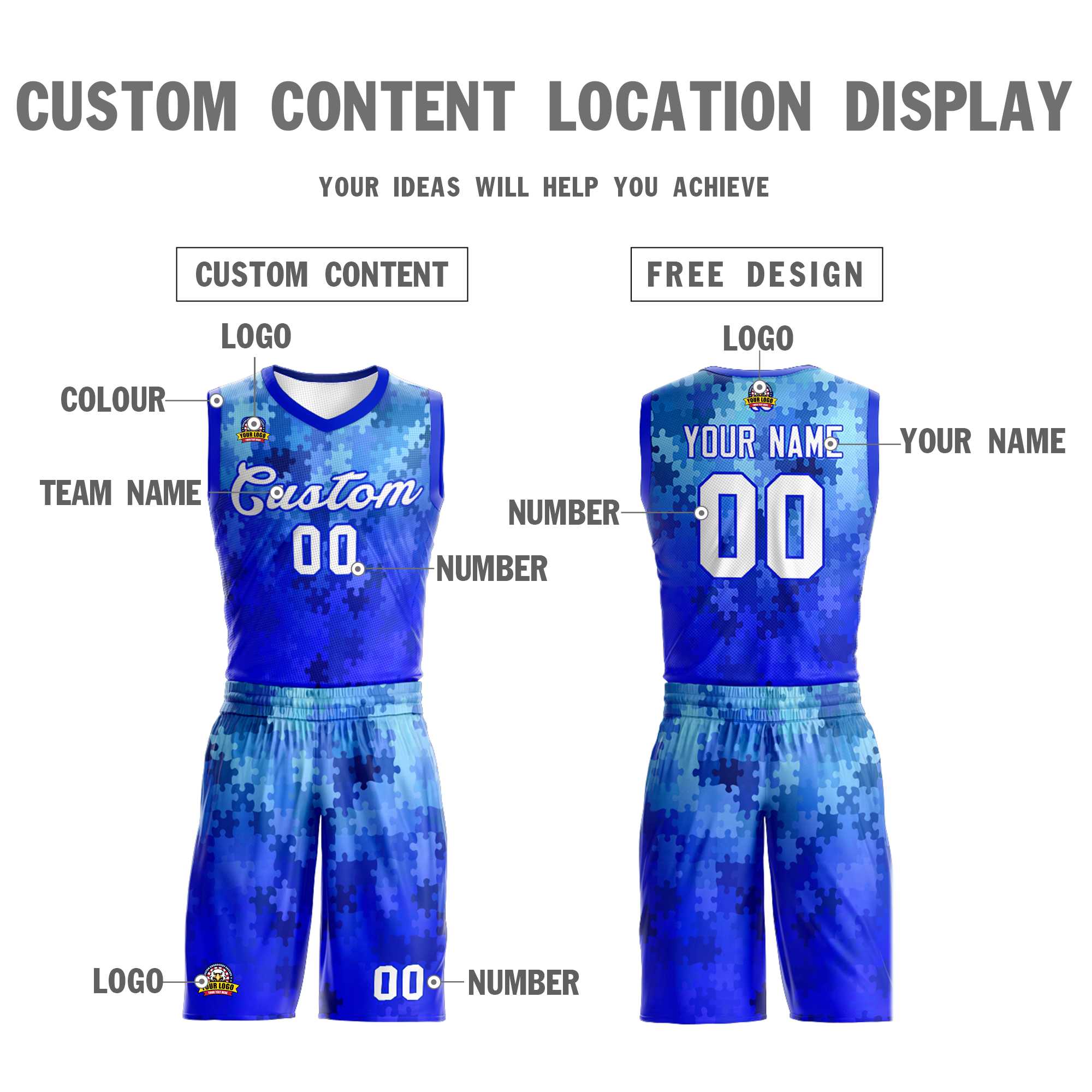 Custom Royal White-Royal Graffiti Pattern Sets Mesh Basketball Jersey