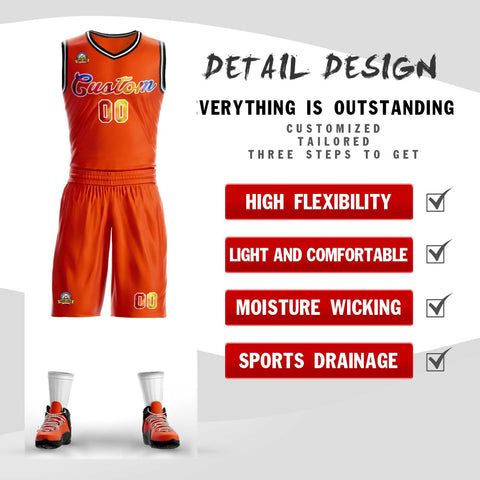 Custom Orange White Graffiti Pattern Sets Mesh Basketball Jersey