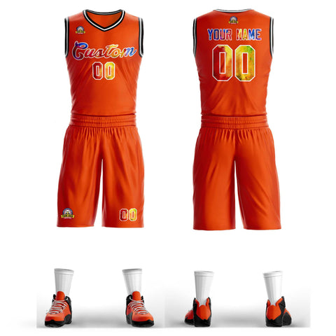 Custom Orange White Graffiti Pattern Sets Mesh Basketball Jersey