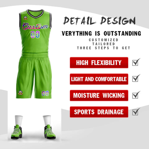 Custom Neon Green White Graffiti Pattern Sets Mesh Basketball Jersey