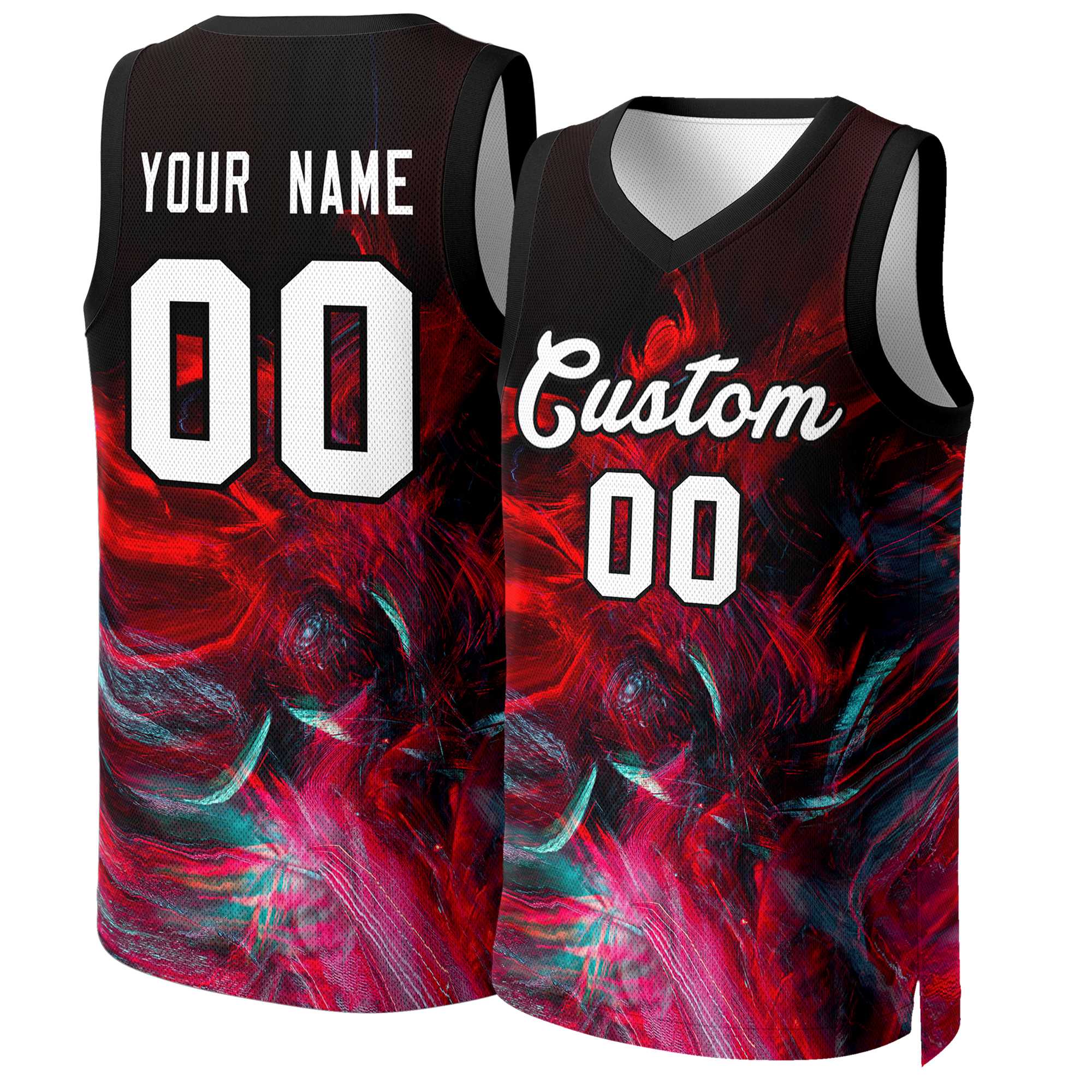 Custom Black White-Black Graffiti Pattern Tops Mesh Basketball Jersey