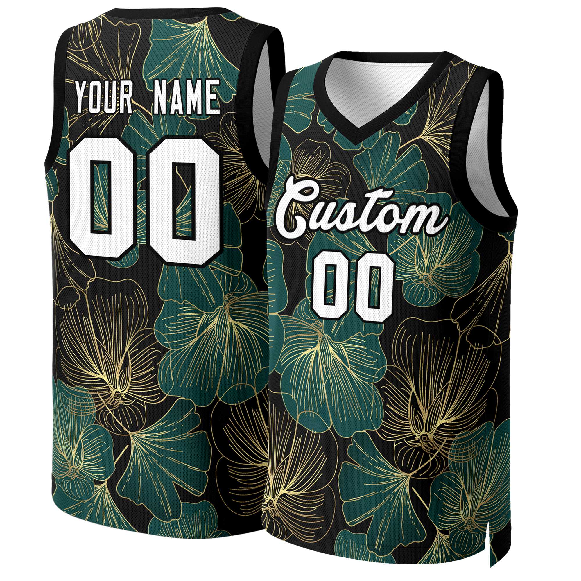 Custom Green White-Black Graffiti Pattern Tops Mesh Basketball Jersey