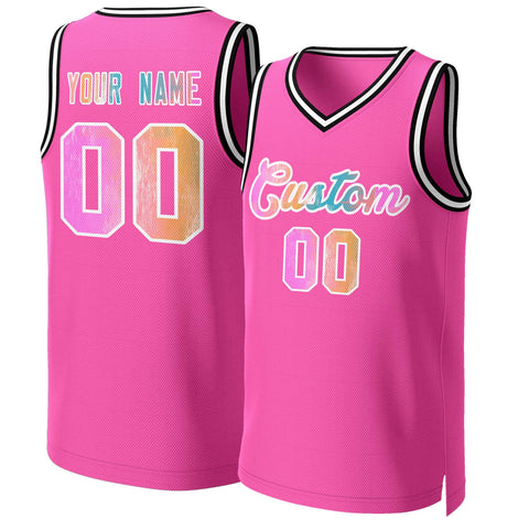 Custom Pink Graffiti-White Graffiti Pattern Tops Mesh Basketball Jersey