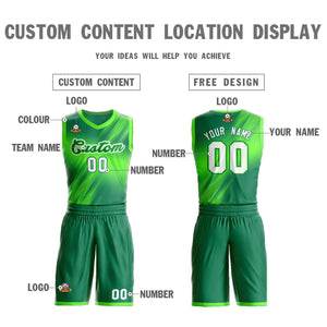 Custom Green White-Green Gradient Fashion Sets Slash Basketball Jersey