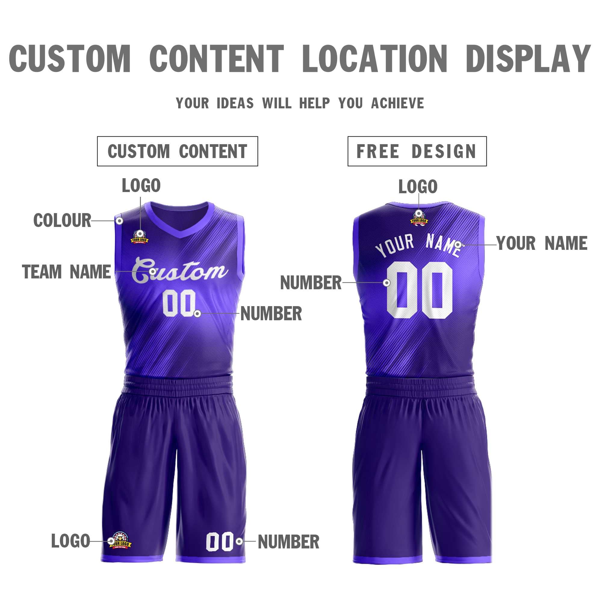 Custom Purple White Gradient Fashion Sets Slash Basketball Jersey