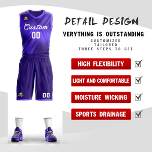 Custom Purple White Gradient Fashion Sets Slash Basketball Jersey