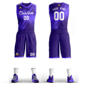 Custom Purple White Gradient Fashion Sets Slash Basketball Jersey