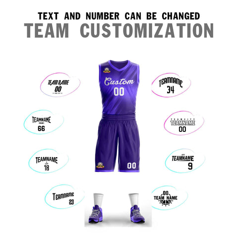 Custom Purple White Gradient Fashion Sets Slash Basketball Jersey