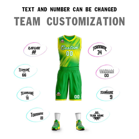 Custom Green White-Green Gradient Fashion Sets Slash Basketball Jersey