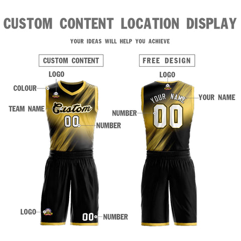 Custom Yellow Black-Yellow Gradient Fashion Sets Slash Basketball Jersey