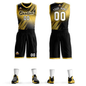 La mode dégradée jaune noir-jaune personnalisée définit le maillot de basket-ball Slash