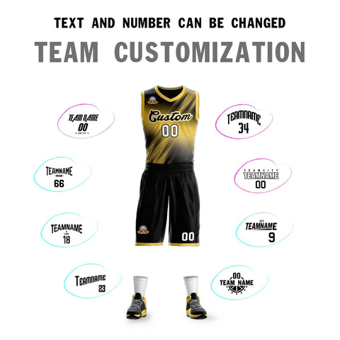 Custom Yellow Black-Yellow Gradient Fashion Sets Slash Basketball Jersey