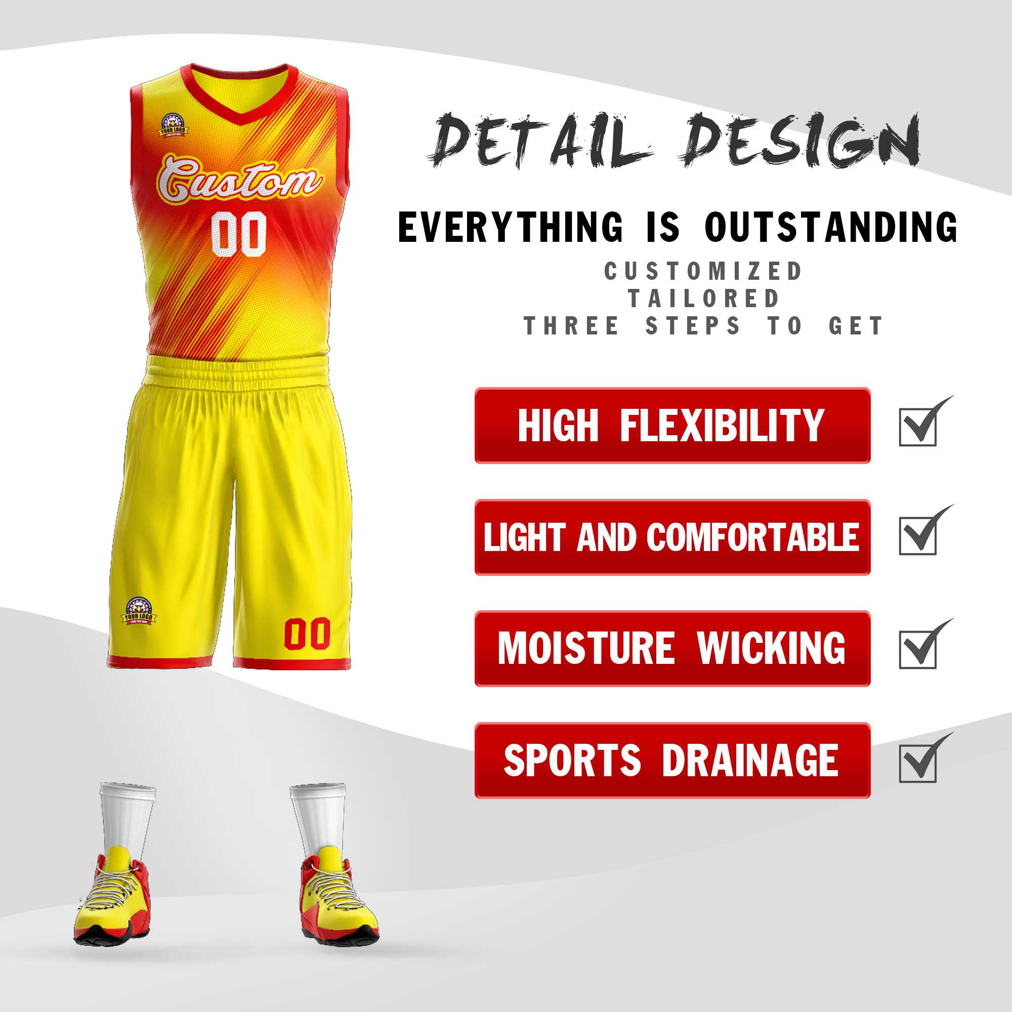 Custom Red White-Red Gradient Fashion Sets Slash Basketball Jersey