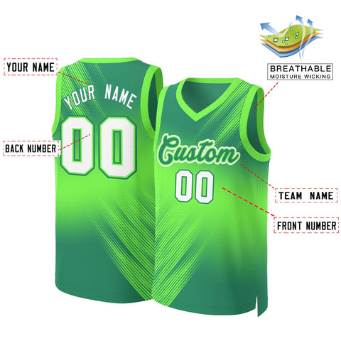 Custom Green White-Green Gradient Fashion Tops Slash Basketball Jersey
